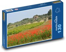Makové a vinohradnícke polia Puzzle 130 dielikov - 28,7 x 20 cm
