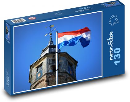 Dutch flag on the tower - Puzzle 130 pieces, size 28.7x20 cm 