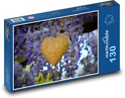 Srdce - láska, dekorace - Puzzle 130 dílků, rozměr 28,7x20 cm