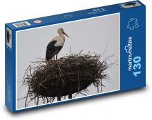 Čáp - hnízdo, pták Puzzle 130 dílků - 28,7 x 20 cm