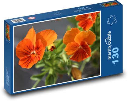 Macešky - oranžové, zahrada - Puzzle 130 dílků, rozměr 28,7x20 cm
