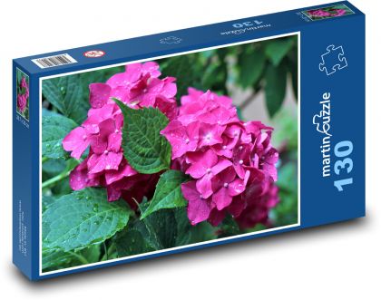 Hortenzia - ružová, rosa - Puzzle 130 dielikov, rozmer 28,7x20 cm 