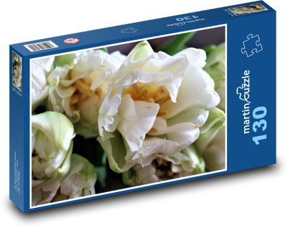 Tulipány - bílé, jaro - Puzzle 130 dílků, rozměr 28,7x20 cm