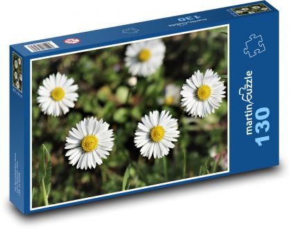 Stokrotka - kwiatek, biały - Puzzle 130 elementów, rozmiar 28,7x20 cm