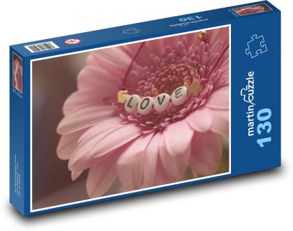 Gerbera - láska, růžová - Puzzle 130 dílků, rozměr 28,7x20 cm