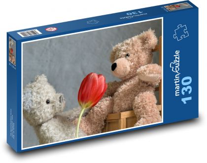 Medvídek jako dárek k Valentýnu  - puzzle 130 dílků