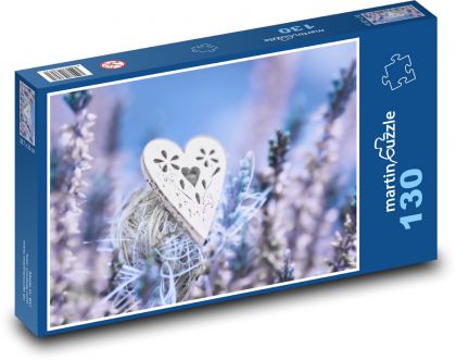 Srdiečka na Valentína s levanduľou - Puzzle 130 dielikov, rozmer 28,7x20 cm 