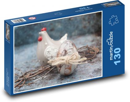 Wielkanoc - kury, dekoracje - Puzzle 130 elementów, rozmiar 28,7x20 cm
