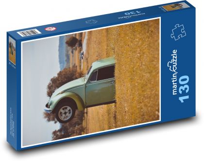 VW Brouk - auto, louka - Puzzle 130 dílků, rozměr 28,7x20 cm