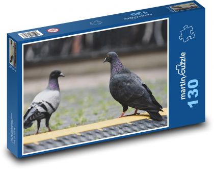 Holubi - ptáci, peří - Puzzle 130 dílků, rozměr 28,7x20 cm