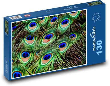 Páv - duhové paví peří - Puzzle 130 dílků, rozměr 28,7x20 cm