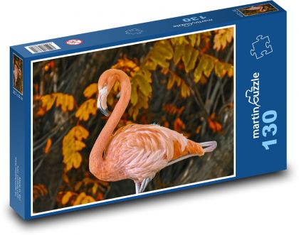 Plameňák - oranžový pták - Puzzle 130 dílků, rozměr 28,7x20 cm