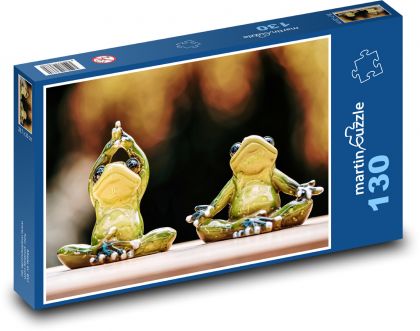 Żaby - joga, ćwiczenia - Puzzle 130 elementów, rozmiar 28,7x20 cm