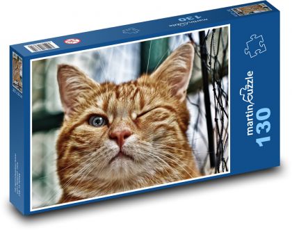 Kočka domácí - mrkat - Puzzle 130 dílků, rozměr 28,7x20 cm