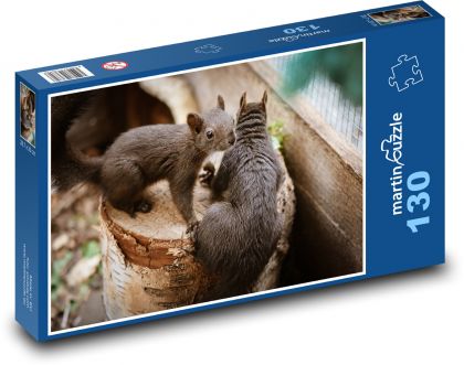 Veveričky - strom, hlodavce - Puzzle 130 dielikov, rozmer 28,7x20 cm 