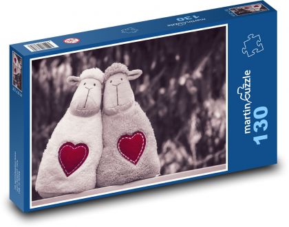 Ovce - plyšáci, hračky - Puzzle 130 dílků, rozměr 28,7x20 cm