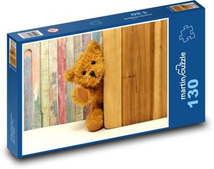 Medvídek - plyšový, hračka - Puzzle 130 dílků, rozměr 28,7x20 cm