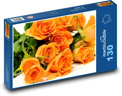 Růže - oranžová kytice - Puzzle 130 dílků, rozměr 28,7x20 cm