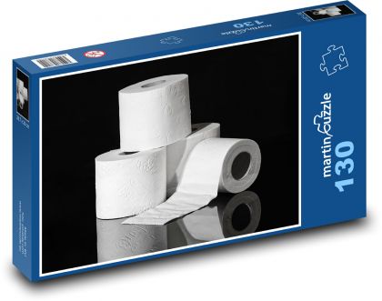 Toaletní papír - role, toaleta - Puzzle 130 dílků, rozměr 28,7x20 cm
