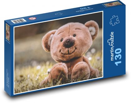 Medvedík - hračka, lúka - Puzzle 130 dielikov, rozmer 28,7x20 cm 