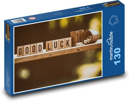 Kostky - pohár, štěstí - Puzzle 130 dílků, rozměr 28,7x20 cm