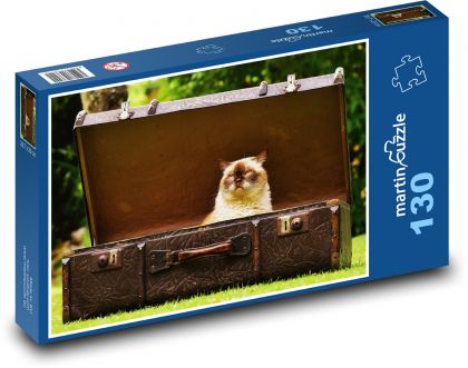 Kot w bagażniku - Puzzle 130 elementów, rozmiar 28,7x20 cm