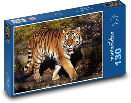 Tygrys - duży kot, zwierzę - Puzzle 130 elementów, rozmiar 28,7x20 cm