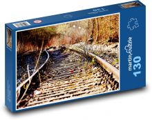 Koleje - stopy, koleje Puzzle 130 dílků - 28,7 x 20 cm