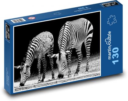 Zebry - Afryka, zoo - Puzzle 130 elementów, rozmiar 28,7x20 cm