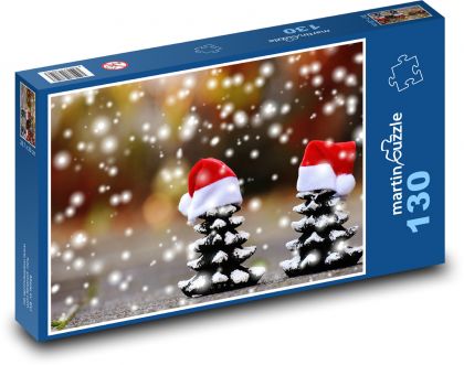Vianoce - jedľa, sneh - Puzzle 130 dielikov, rozmer 28,7x20 cm 