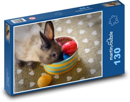 Velikonoční zajíček - zakrslý králíček - Puzzle 130 dílků, rozměr 28,7x20 cm