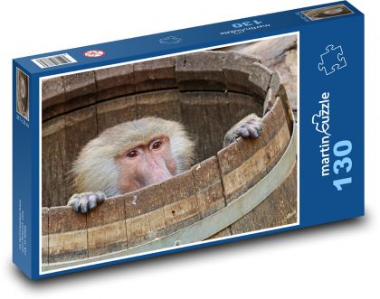 Małpa - pawian, zwierzę - Puzzle 130 elementów, rozmiar 28,7x20 cm