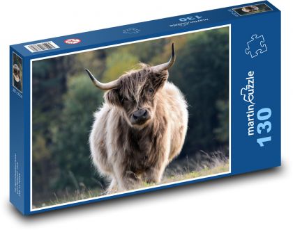 Bydło, byk, rogi - Puzzle 130 elementów, rozmiar 28,7x20 cm