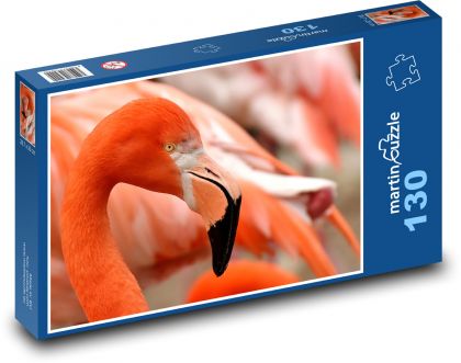 Plameňák - oranžový pták, zoo - Puzzle 130 dílků, rozměr 28,7x20 cm