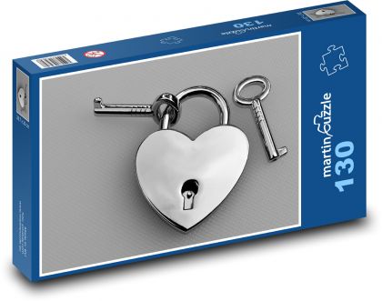 Klíč k srdci - láska, štěstí - Puzzle 130 dílků, rozměr 28,7x20 cm