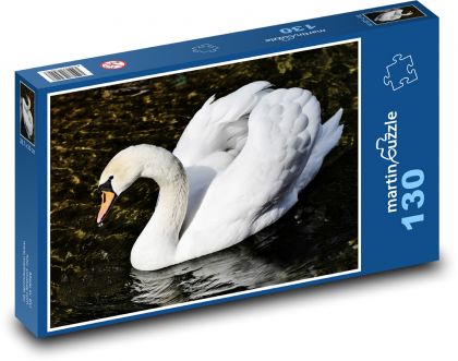 Bílá labuť - vodní pták - Puzzle 130 dílků, rozměr 28,7x20 cm