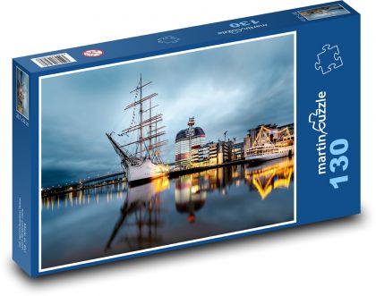 Švédsko - loď, přístav - Puzzle 130 dílků, rozměr 28,7x20 cm
