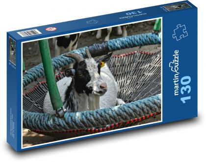 Goat - swing, fun - Puzzle 130 pieces, size 28.7x20 cm 