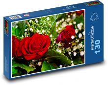 Kytice růže - květ, dárek Puzzle 130 dílků - 28,7 x 20 cm