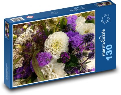 Jiřina - summer flower bouquet - Puzzle 130 pieces, size 28.7x20 cm 