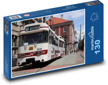 Tramwaj turystyczny - Puzzle 130 elementów, rozmiar 28,7x20 cm