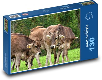 Krowy - zagroda, zwierzęta - Puzzle 130 elementów, rozmiar 28,7x20 cm