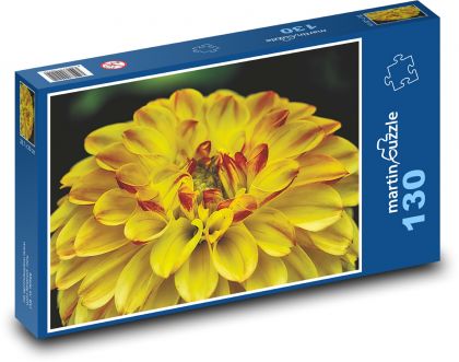 Žltá georgína - záhradný kvet - Puzzle 130 dielikov, rozmer 28,7x20 cm 