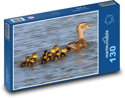 Kaczki i kaczątka - Puzzle 130 elementów, rozmiar 28,7x20 cm
