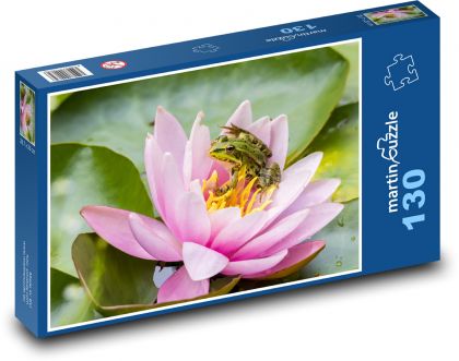Żaba - lilia wodna, oczko wodne - Puzzle 130 elementów, rozmiar 28,7x20 cm