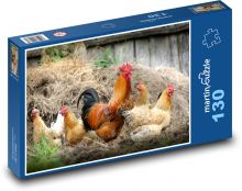 Slepice - drůbež, kohout Puzzle 130 dílků - 28,7 x 20 cm