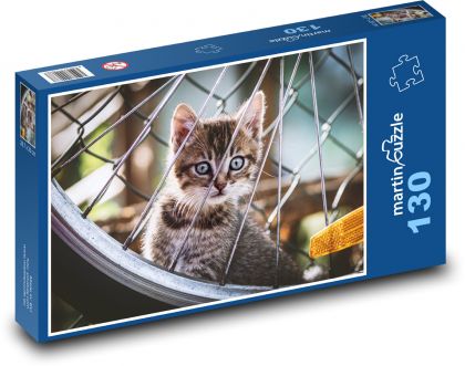 Katze - Fahrrad, Haustier - Puzzle - 130 Teile