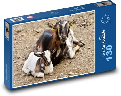 Kozy - mládě, koza - Puzzle 130 dílků, rozměr 28,7x20 cm