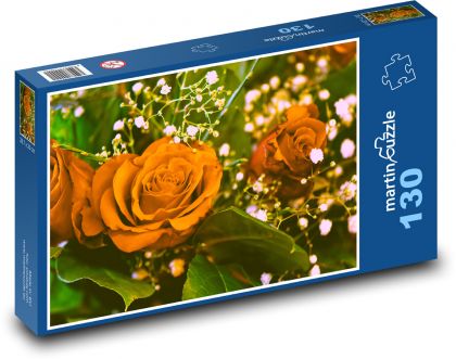 Orange Rose - Blume, Strauß - Puzzle - 130 Teile