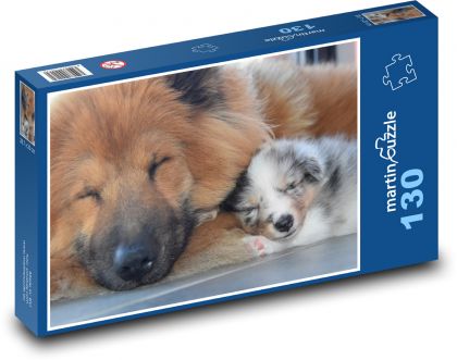 Psi - zvířata, štěně - Puzzle 130 dílků, rozměr 28,7x20 cm